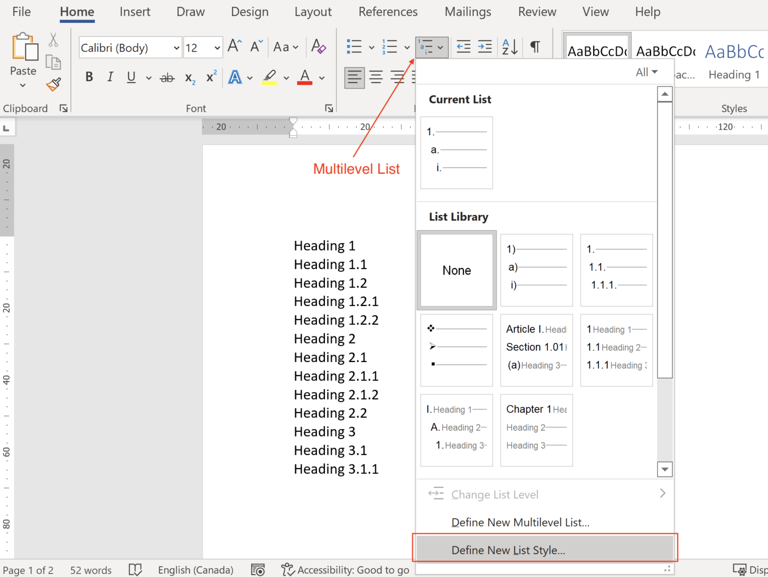 Adding Multilevel Numbers To Headings In Word - Wi-Fi Vitae