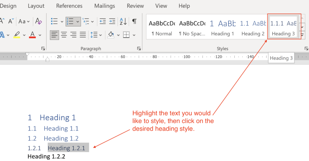 Format Headings Styles in Microsoft Word